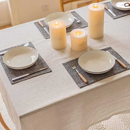 Home Brilliant Linen Placemats Set of 4 Heat Resistant Washable Placemats for Parties Buffet Dinner, 13 x 19 inches, Ash Grey - color: Ash Grey, size: Placemats 13" x 19", Set of 4