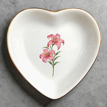 Birth Month Flower Ring Jewelry Dish Tray-Floral Ring Holder for Hippie,Nature,Pace-Birthday Gifts for Mom,Mother-in-law,Step Mom,Aunt,Grandma,Sister,Friends (5 - May (Lily)) - style: 5 - May (Lily)