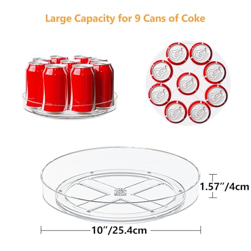 2 Pack 10 Inch Lazy Susan Turntable Organizer, Clear Rotating Spice Rack for Cabinet, Pantry, Kitchen Countertop and Fridge, Non-Slip Acrylic Spinning Tray for Bathroom Vanity - size: 10inch - 2 Pack