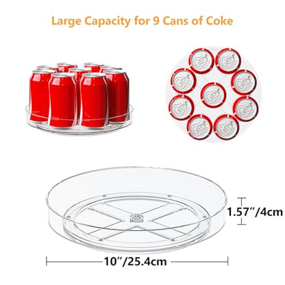 2 Pack 10 Inch Lazy Susan Turntable Organizer, Clear Rotating Spice Rack for Cabinet, Pantry, Kitchen Countertop and Fridge, Non-Slip Acrylic Spinning Tray for Bathroom Vanity - size: 10inch - 2 Pack