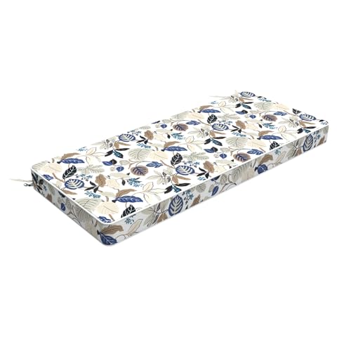 LVTXIII Bench Cushion with Ties, 42x18 Inch Water-Repellent Patio Furniture Cushion, 3" Thick Foam Pad for Outdoor Indoor Window Seat, Porch Swing, Loveseat, Breeze Leaves Beige - color: Breeze Leaves Beige, size: 42"x18"x3"