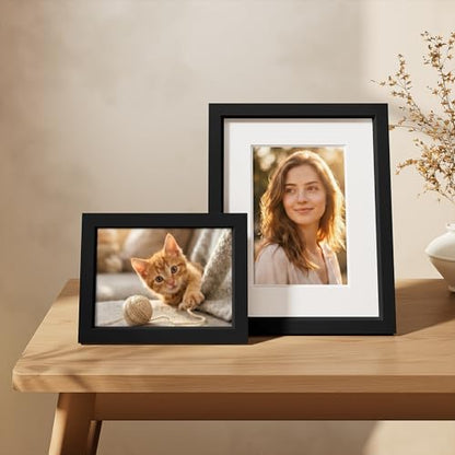 Vittanly Solid Wood 8x10 Picture Frames Set of 4, Black | 5x7 Picture Frame with Mat, Gallery Wall Frame Set, 8 x 10 Frame for Wall & Tabletop Display, Family, Pet, Christmas - color: Black, size: 8x10