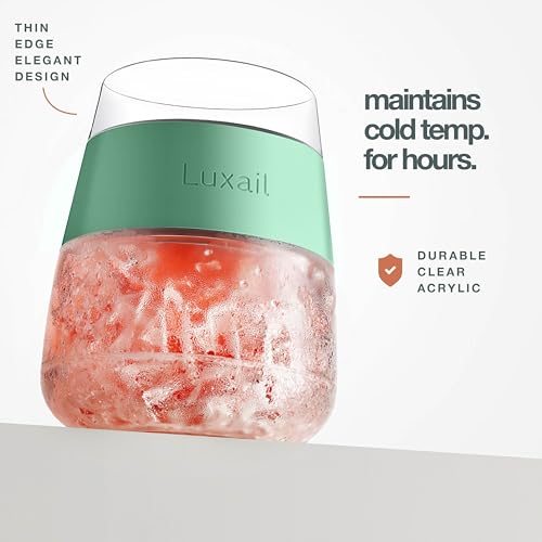 luxail Wine Glasses, Plastic Wine Glasses Set of 2, Wine Gifts, Double Wall Insulated Freezer Tumbler, Stemless Freezer cups for Red and white Wine, 8.5 Oz, Sage Green - color: Sage Green
