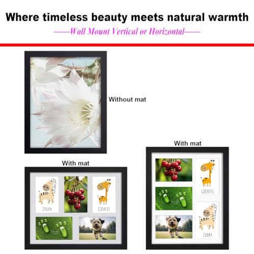 RPJC 5 Opens 4x6 Collage Solid Wood and Glass Cover Picture Frames Black | 11x14 Photo Frames without mat, Wall display, Gift-Ready in White Box. A tasteful gift - color: Black, size: 11x14-5opening