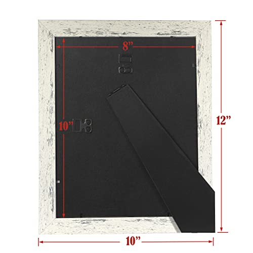 Rustic White 8x10 Picture Frame set of 2,Display 8x10 without Mat or 5x7 with Mat - color: White, size: 8x10 inches