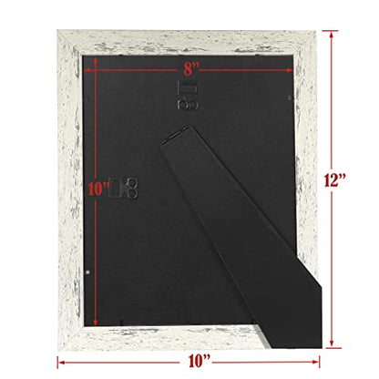 Rustic White 8x10 Picture Frame set of 2,Display 8x10 without Mat or 5x7 with Mat - color: White, size: 8x10 inches