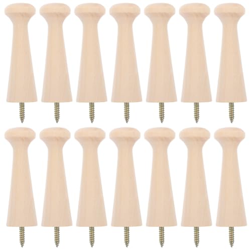 14pcs Wooden Vintage Coat Hooks Unfinished Wood Spiral Pegs for Wall, Sturdy Support and Prevent Slipping, for Hanging Coats, Hats, Towels in Room or Home Décor