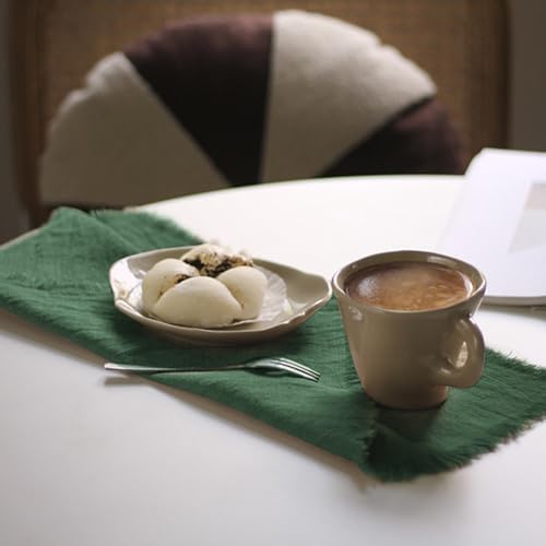 Handmade Cloth Napkins 100% Cotton Napkins with Fringe，Delicate Handmade Cloth Napkins for Dinners, Parties, Weddings and More，18 x 18 Inch Set of 4 - Green - color: Green