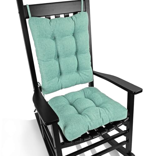 BUYUE Chair Cushion Set for Rocking Chair, Back Pillow & Seat Cushion with Ties, Original Woven Fabric Non-Slip Chair Pads for Elderly Sitting, Light Green - color: Light Green