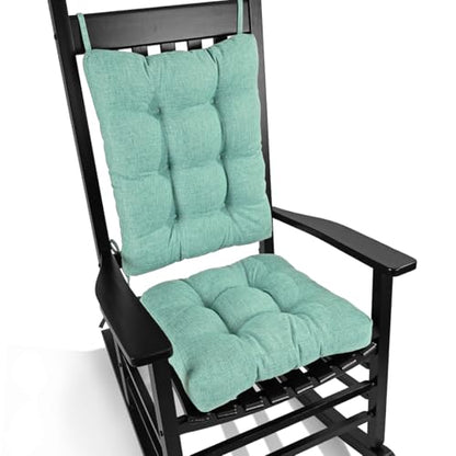 BUYUE Chair Cushion Set for Rocking Chair, Back Pillow & Seat Cushion with Ties, Original Woven Fabric Non-Slip Chair Pads for Elderly Sitting, Light Green - color: Light Green
