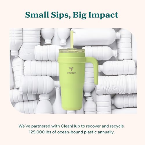 REDUCE 24 oz Stainless Steel Tumbler with Handle - Dual-Wall Vacuum Insulated Travel Mug, Sweat-Proof Lid & Reusable Straw - Keeps Drinks Cold for 24 Hrs, Fits Cupholders, Dishwasher Safe - Phantom - color: Phantom, size: 24 Ounces