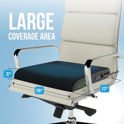 Extra Large Wheelchair Seat Cushion - for Sciatica and Lower Back Pain Relief, Anti-Slip, Removable Strap, Coccyx Pain Relief, 19” X 17” X 3” (Black) - color: Black