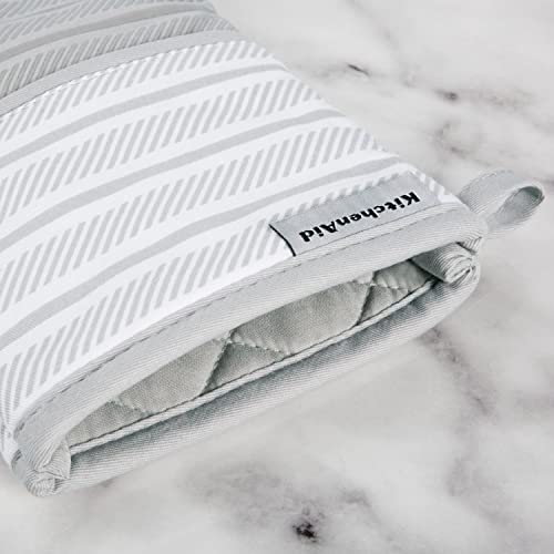 KitchenAid Albany Oven Mitt 2-Pack Set, Matte Grey, 7"x13" - color: Matte Grey