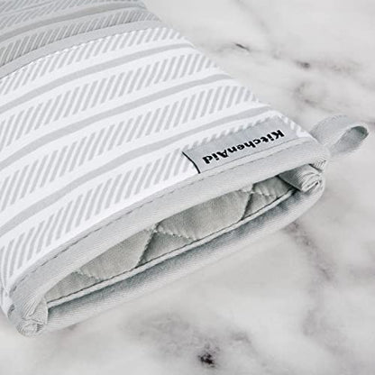 KitchenAid Albany Oven Mitt 2-Pack Set, Matte Grey, 7"x13" - color: Matte Grey