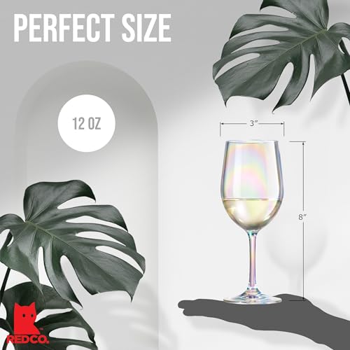 Red Co. Set of 6 Classic Clear Acrylic 12 Fl Oz Outdoor Wine Goblets with Iridescent Finish - color: Iridescent Clear