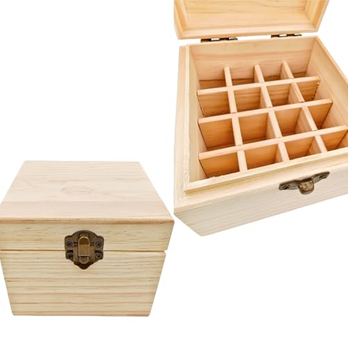 Anktily Unfinished Wooden Storage Organizer Box with Lid, Unpainted Wood Case Box for Small Keepsakes, Jewellery, Tea Bag Holder Case (16 Grids) - style: 16 Grids