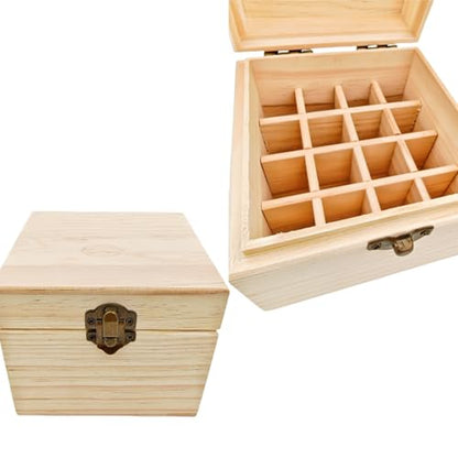Anktily Unfinished Wooden Storage Organizer Box with Lid, Unpainted Wood Case Box for Small Keepsakes, Jewellery, Tea Bag Holder Case (16 Grids) - style: 16 Grids