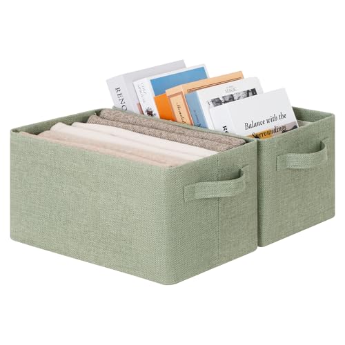 GRANNY SAYS Storage Bins for Closet, Linen Closet Organizers and Storage Baskets with Metal Frame, Storage Bins for Organizing Living Room, Bedroom Wardrobe, Foldable, Sturdy, Sage Green, 2-Pack - color: Sage Green, size: Medium - 2 Pack