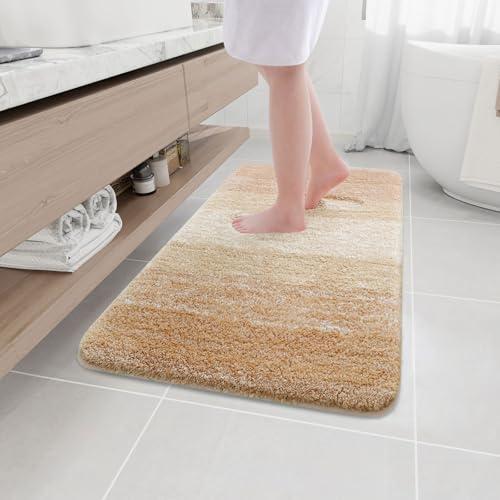 Arotive Microfiber Bathroom Rugs, Shaggy Soft Absorbent Bath Rug, 40x24 | Beige, Rubber Backing Thick Plush Machine Washable Dry Bath Mats for Bathroom, Tub and Shower, Rectangular - color: Beige, size: 40" X 24"