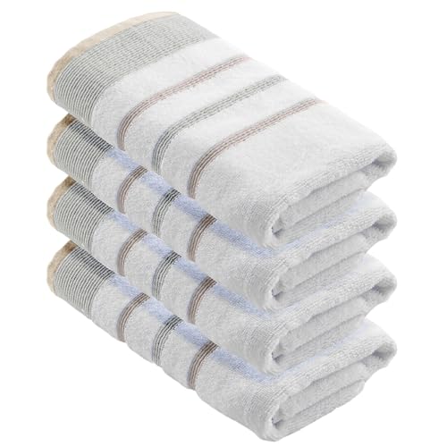 Great Bay Home Decorative Hand Towel Set - Cotton 4 Pack 26x16 Hand Towel Set - Durable Towels for Bathroom Decor (Glacier Grey/Cappuccino) - color: Glacier Grey / Cappuccino, size: Hand Towel (Pack of 4)