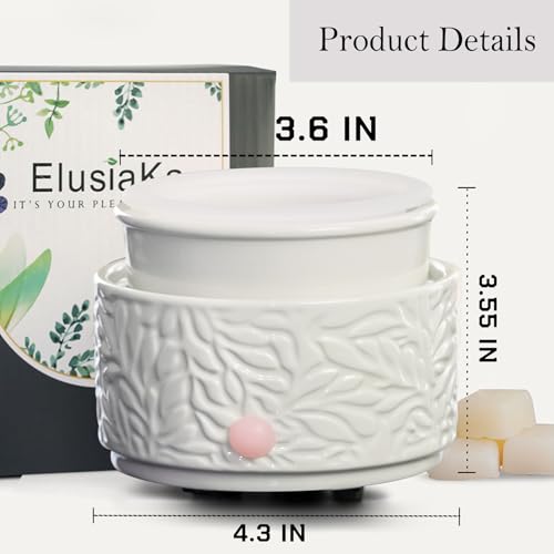 Ceramic Wax Melt Warmer with Timer & Silicone Liner-White - color: White