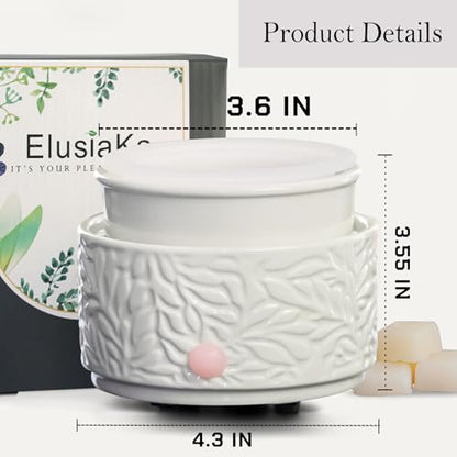 Ceramic Wax Melt Warmer with Timer & Silicone Liner-White - color: White