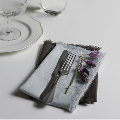 Handmade Cloth Napkins 100% Cotton Napkins with Fringe，Delicate Handmade Cloth Napkins for Dinners, Parties, Weddings and More，18 x 18 Inch Set of 4 - Light Grey - color: Light Gray