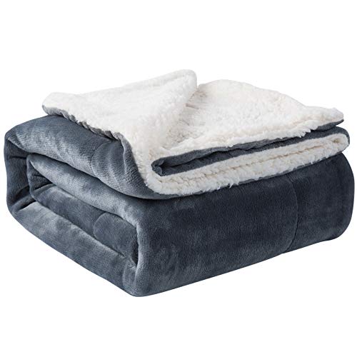 NANPIPER Sherpa Blanket Twin Warm Bed Blanket for Winter Cozy Soft Fuzzy Couch Throw Flannel Fleece/Wool Like Reversible Plush Blanket (Grey Twin Size 60"x80") - color: Grey, size: Twin