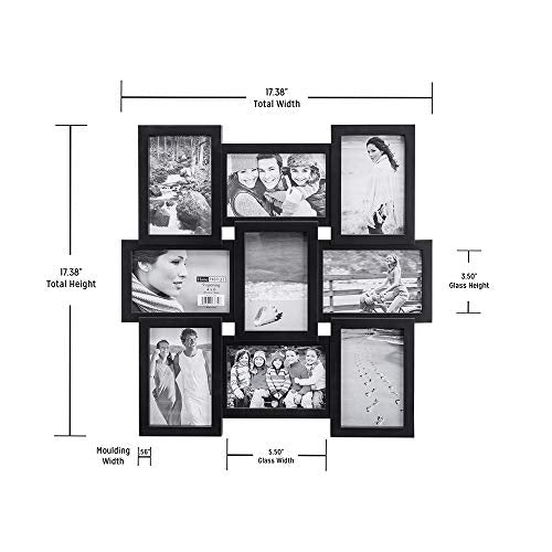 Malden 4x6 9-Opening Collage Picture Frame - Displays Nine 4x6 Pictures - Black
