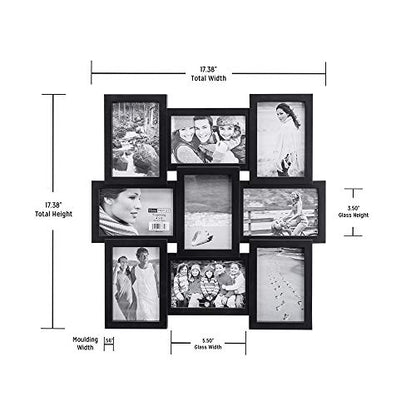 Malden 4x6 9-Opening Collage Picture Frame - Displays Nine 4x6 Pictures - Black