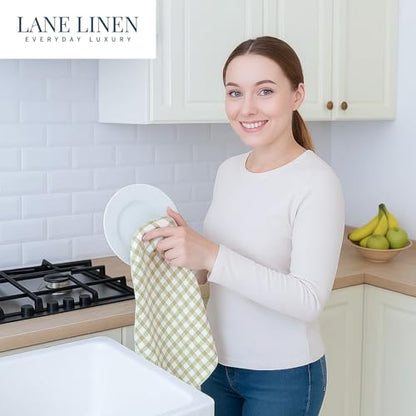 LANE LINEN Cotton Kitchen Towels Set, 4-Pack – Absorbent, Quick-Drying, Premium Dish Towels, Tea Towels, 18" x 28" - Beige - color: 01: Beige, size: 18''x28" - 4 Pack