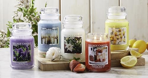 Village Candle Rain Large Glass Apothecary Jar Scented Candle, Gift for Mom and Dad, 21.25 oz, Blue