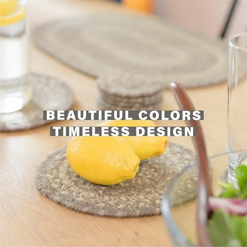 Homespice Grey Cloud Jute Braided Placemats, Rect 13x19 Set of 6 | Grey Protects Tabletop in Style and Everyday and Holiday Table Mats, Rich Colors, Reversible, Durable and Easy to Clean - color: Grey Cloud