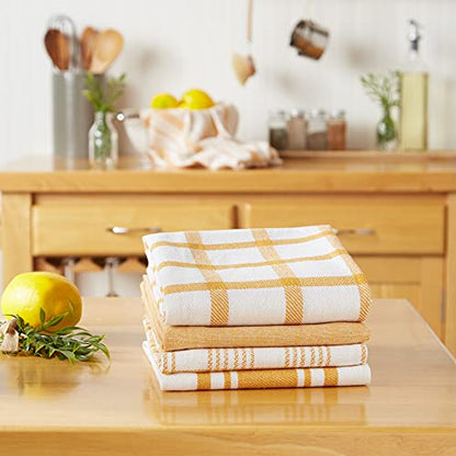 DII Assorted Woven, Kitchen Dishtowel Set, 18x28, Honey Gold, 5 Piece - color: Honey Gold
