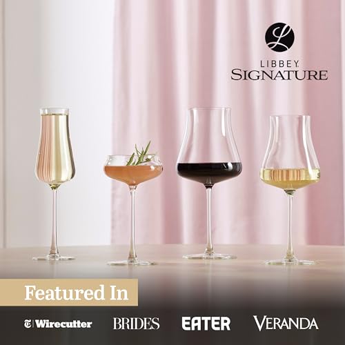 Libbey Signature Stratford Champagne Flute Glasses Set of 4, Artful, Lavish Stemmed Wine Glasses, 8 oz Sparkling Wine Glasses for Weddings, Birthdays - color: Stratford Flute 4