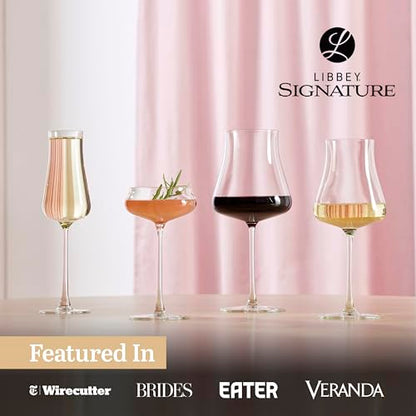 Libbey Signature Stratford Champagne Flute Glasses Set of 4, Artful, Lavish Stemmed Wine Glasses, 8 oz Sparkling Wine Glasses for Weddings, Birthdays - color: Stratford Flute 4