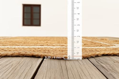 Wave Scalloped Natural Jute Boho Entryway Runner Farmhouse Scallop Off White 2'x3' - color: Off White, size: 2'x3' (Rectangular)