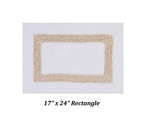 Better Trends 100% Cotton Hotel Collection Bath Mats Set, White & Sand Mats - Tufted, Reversible & Absorbent & Machine Washable 2 Piece Bathroom Rug Set, Shower & Sink Bath Rug - color: White & Sand, size: 2 Piece Set (17" x 24" | 24" x 40")