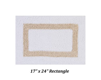 Better Trends 100% Cotton Hotel Collection Bath Mats Set, White & Sand Mats - Tufted, Reversible & Absorbent & Machine Washable 2 Piece Bathroom Rug Set, Shower & Sink Bath Rug - color: White & Sand, size: 2 Piece Set (17" x 24" | 24" x 40")