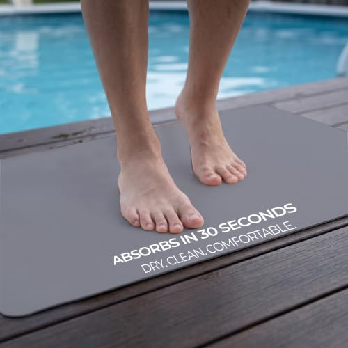 Homergy Bath Mat for Bathroom Non Slip, Quick Dry, 20x32 in, Grey | Ultra absorbent, machine washable, mildew resistant shower mat with rubber backing for tub, poolside and outdoor showers - color: Gray, size: 20" x 32"