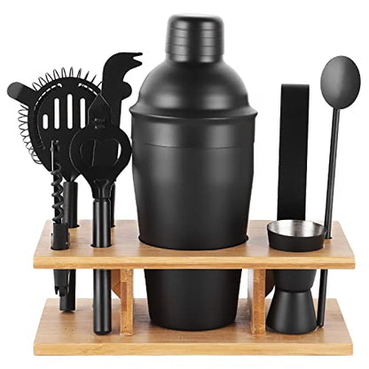 JNWINOG Cocktail Shaker Set Stainless Steel Bartending Kit 18.6oz Cocktail Bar Set Cocktail Mix Drink Making Kit Professional Bar and Home Drink Bar Tools for Bartender (Matte Black, 9Pcs) - color: Matte Black, size: 9Pcs