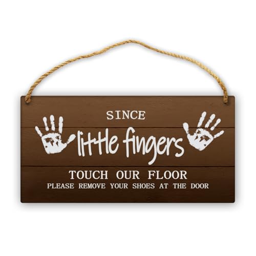 Please Remove Your Shoes Sign - 12x12in No Shoes Wall Hanging Wreath Grey for House Entryway Porch - color: Grey-Since Little Fingers