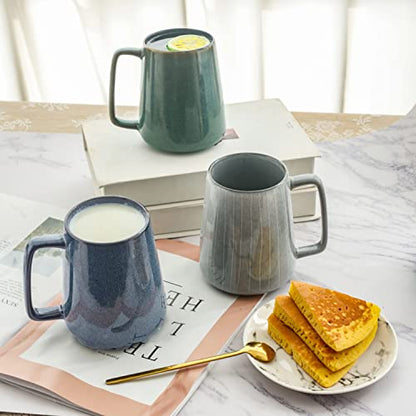 Large Ceramics Coffee Mugs,24 OZ,Large Handle Design,Extra Large Tea and Coffee Cup for Office and Home，Microwave And Dishwasher Safe(24 oz Gray) - color: 24 oz Gray