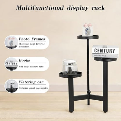 3 Tier Plant Stand - 25 Inch Iron Multi-Tiered Shelf for Indoor & Outdoor Greenery | Modern Space-Saving Display Rack for Flowers, Succulents, and Home Decor