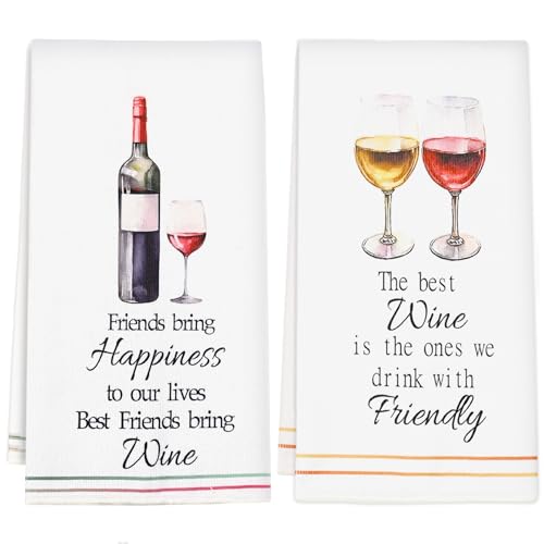 Funny Wine Kitchen Towels Set of 2, Gifts for Women Wine Lovers, Decorative Hand Dish Towels for Kitchen Bathroom Decor, 16x24 Inch Absorbent Waffle Weave, Housewarming Hostess Gift - color: Rad Wine