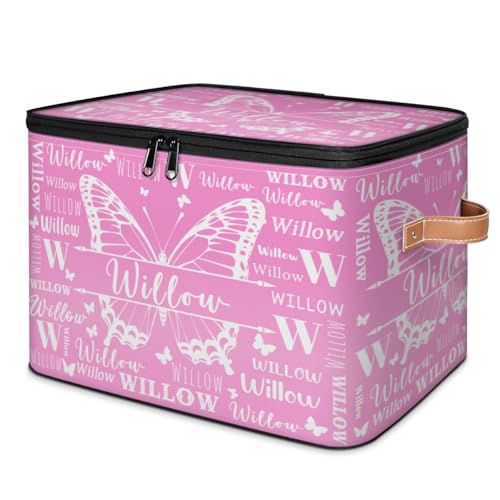 Custom Butterfly Keepsake Box, Personalized Name Gradient Memory Bin | Foldable Sturdy Large Storage Basket Containers with Handle Lid Lightweight Waterproof Dustproof, 14"L x 10.2"W x 10.4"H - color: Option 5