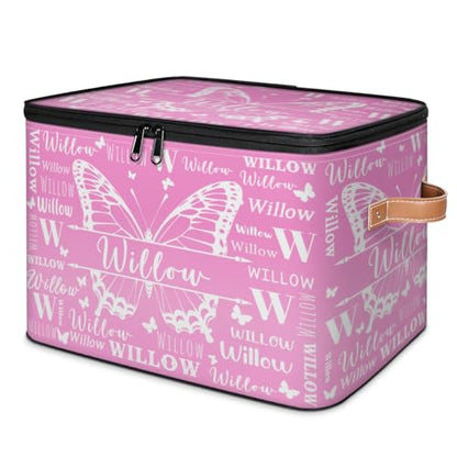 Custom Butterfly Keepsake Box, Personalized Name Gradient Memory Bin | Foldable Sturdy Large Storage Basket Containers with Handle Lid Lightweight Waterproof Dustproof, 14"L x 10.2"W x 10.4"H - color: Option 5