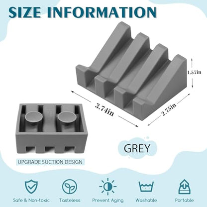 Silicone Soap Dish Self Draining with Suction Cups (Gray, 1 Pack) | Waterfall drainage design drains fast to keep soap dry silicone soap saver with reusable suction cups for bathroom & kitchen - color: Gray, size: 1