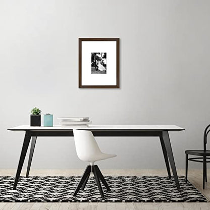 Americanflat 11x14 Picture Frame - Matted to 5x7 - Engineered Wood - Walnut | Shatter-resistant glass, hangs vertical or horizontal, sawtooth hangers included, use with or without mat - color: Walnut