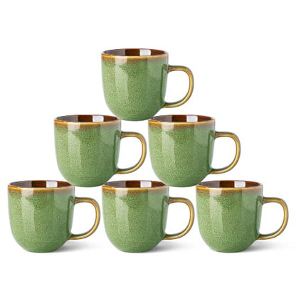 LERATIO Ceramic Coffee Mugs Set of 6,12oz Handmade Coffee Mugs Set | Large Handle for Cappuccino/Latte/Tea/Hot Cocoa,Oven &Dishwasher & Microwave Safe-Sage Meadow Green - color: Sage Meadow Green